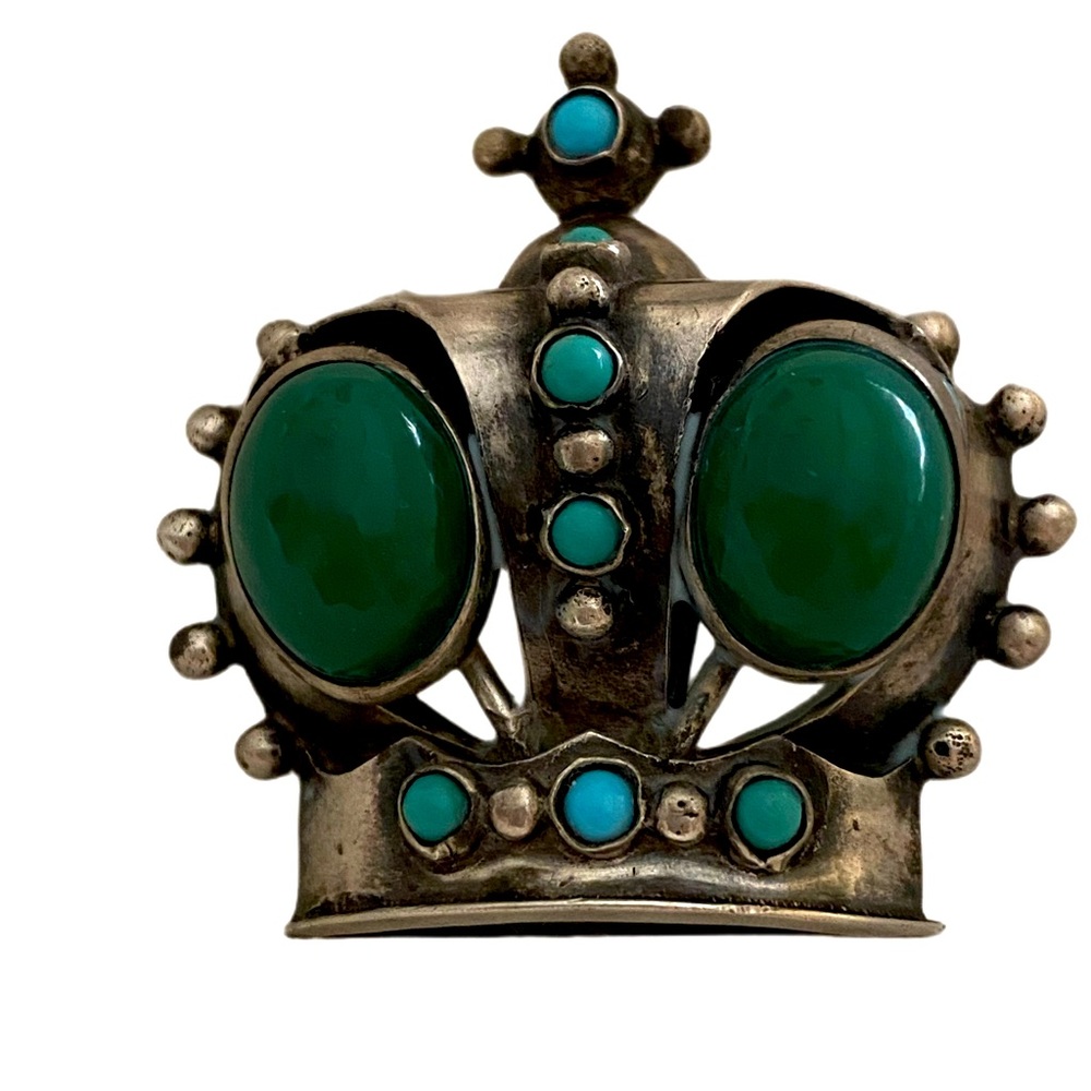 SILVER & TURQUOISE BROOCH